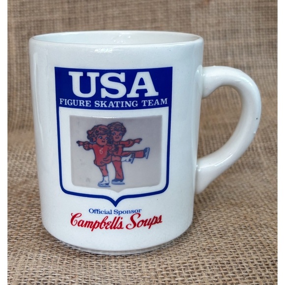 Vintage Campbell‘s Soup USA Figure Skating Team Mug Set Heat Activated - Picture 2 of 9